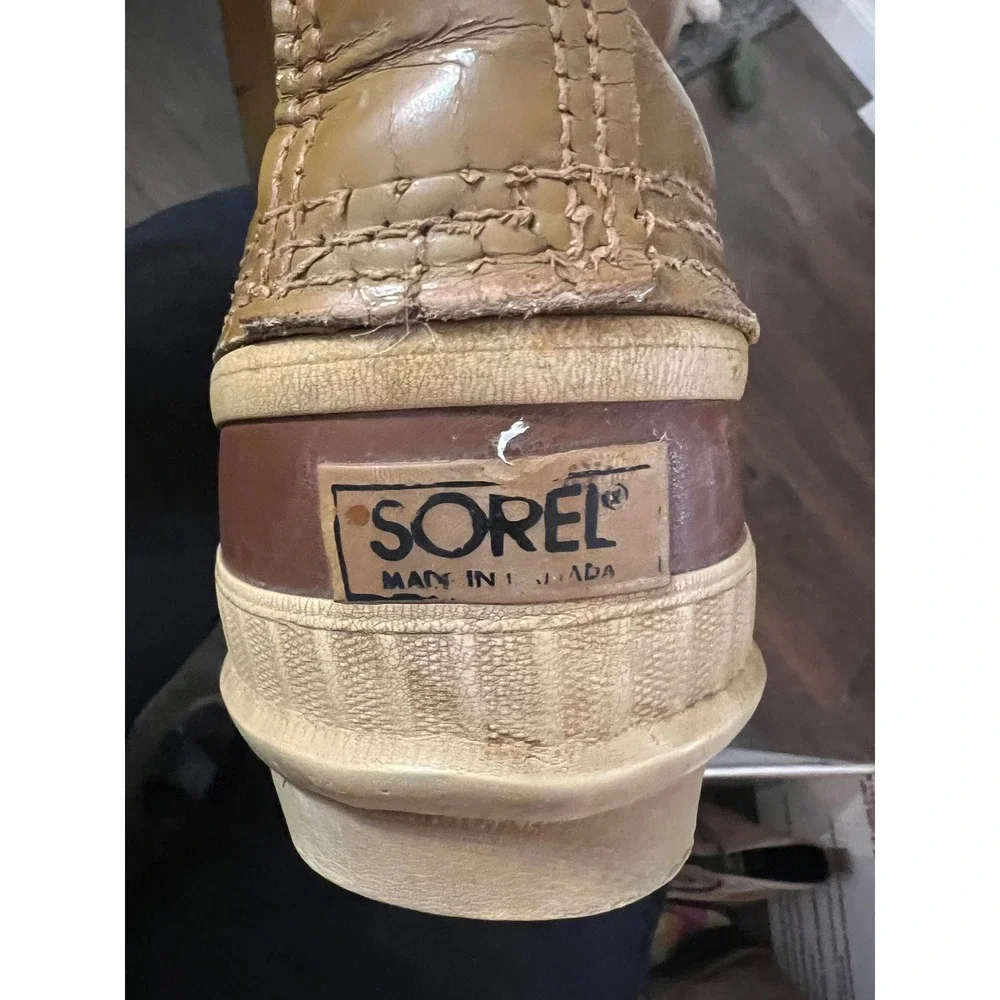 Vintage Sorel Premium Men Winter Boots Made in Canada Brown Leather Duck Pac‎
